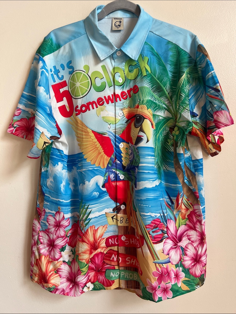 Hardaddy margaritaville Tropical Parrot Print Button-Down Shirt - Light Blue